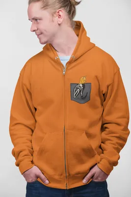 Produktbild von D&B Unisex Hoodie ZIPPO00006 Cat Skeleton Orange-Größe XL