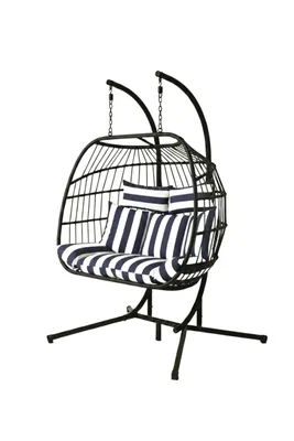 Produktbild von Hängesessel Gartenschaukel Cocoon Schaukelkorb Storchennest Boho Zweisitzer