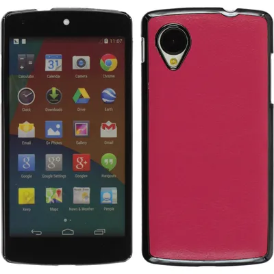 Produktbild von PhoneNatic Case kompatibel mit Google Nexus 5 - Hülle pink Lederoptik Hard-case + 2 Schutzfolien