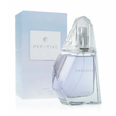 A bottle of Avon Perceive Eau de Parfum and its packaging are displayed against a white background.