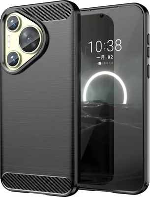Produktbild von Hülle für Huawei Pura 70 Carbon-Faser Weich TPU Silikon Stoßfest Handyhülle Schwarz