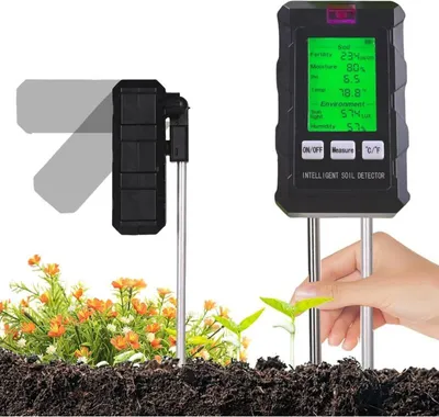 Produktbild von Pflanzenfeuchtigkeitsmesser, 6-in-1 Pflanzenhygrometer mit Messung von Bodenfruchtbarkeit/Luftfeuchtigkeit/pH-Wert/Temperatur/Sonnenlicht/Umgebungsfeuchtigkeit, Bodenfeuchtigkeitsmesser für Gartenbau, Landwirtschaft und Pflanzen