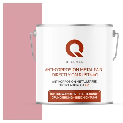 Produktbild von ANTIKORROSION METALLFARBE | DIREKT AUF ROST 4 IN 1 Hellrosa RAL 3015 5L HALBMATT ANTI-ROST METALLSCHUTZLACK METALLLACK