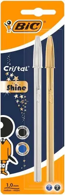 Produktbild von Bic - biros Cristal Shine, Blister mit 2 (gold und silber)