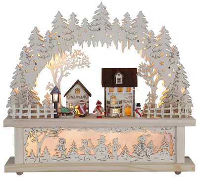 Produktbild von Best Season LED-Fensterleuchter "Village" 15 warm white LED, natur, Holz, Trafo, 270-56