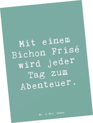 Produktbild von Mr. & Mrs. Panda Postkarte Spruch Bichon Frisé Abenteuer - Meeresbrise - Geschenk, freundliche Hunde, Hundepflege, Grußkarte, Postkarten, Hundeerziehung, Ansichtskarten