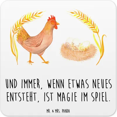 Produktbild von Mr. & Mrs. Panda Untersetzer für Gläser Huhn Stolz 10er Set - Weiß - Geschenk, Eier, Hof, Spruch, Bauernhof, Glas-Untersetzer, Hahn, Kunststoff, Geburt, Coaster