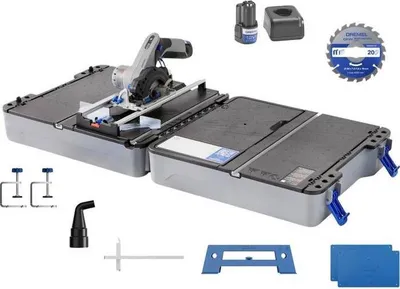 Produktbild von DREMEL CS12V-S1C Sägestation mit Kompaktsäge, 12V, Zubehör, 1 Batterie 2Ah + Ladegerät
