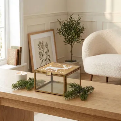 Produktbild von Glaskästchen im Weihnachtslook, Plätzchendose, Weihnachten, Rentier
