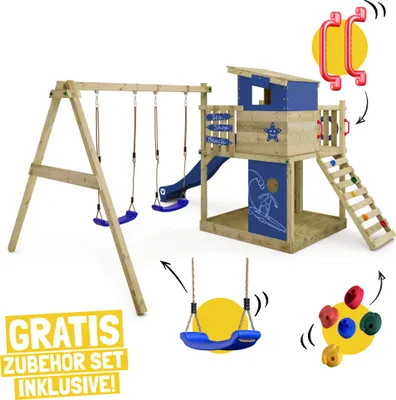 Zdjęcie produktu dla Wieża zabawowa Wickey Smart Camp z domkiem i huśtawką w kolorze jasnoróżowym