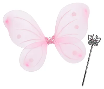 Immagine prodotto di Relaxdays Ali da fata con bacchetta magica, costume da fata per bambini, ali e scettro, glitter, per bambine, set da fata, rosa e argento