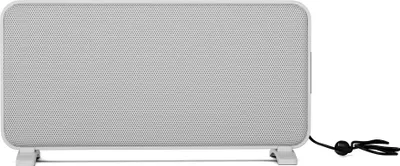 A white infrared heater is shown on a white background, standing on its feet.