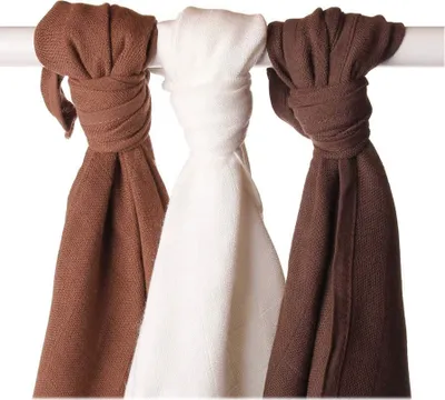 Produktbild von XKKO Bamboo Mullwindel 70x70 3er-Set Choco Mix