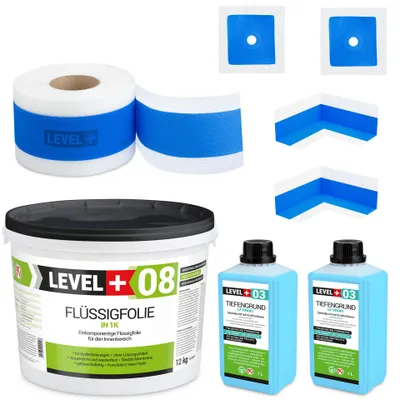 Produktbild von Bandset Dichtset Flüssigfolie 12kg Badabdichtung Dichtband Dusche Bad HQ SET324