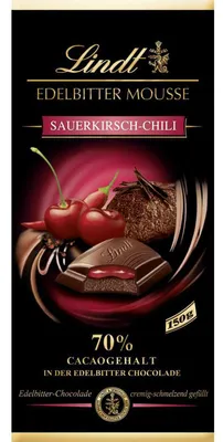 Produktbild von Lindt Edelbitter Mousse Sauerkirsch-Chili Tafel 150g