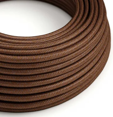 Image de Creative-Cables Câble électrique enrobé de tissu, 3 x 0,75 mm², 10 m, Rouille RM36, Rond, effet de soie