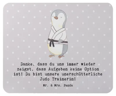 Produktbild von Mr. & Mrs. Panda Mouse Pad Unerschütterliche Judo Trainerin - Grau Pastell - Geschenk, Anerkennung, Mousepad, pc mausunterlage, laptop, Entschlossenheit, Mauspad