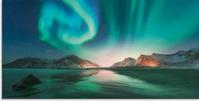 Produktbild von ARTland Glasbild Auroraborialis - Nördliches Polarlicht Größe: 100x50 cm