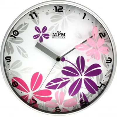 Obrázok produktu pre Nástenné hodiny MPM, 3087.7223 - strieborná matná/ružová, 30cm