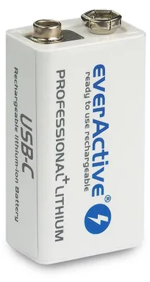 Zdjęcie produktu dla Akumulator everActive 6F22/9V Li-Ion 550 mAh z USB TYPE C