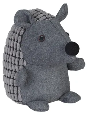 Produktbild von Relaxdays Türstopper Igel, Stoff, für Boden, innen, dekorativer Türpuffer Tier, weich, schwer, 20 cm hoch, dunkelgrau