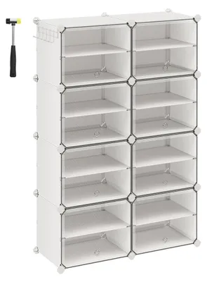 Produktbild von Weißes Würfelregal mit 8 Fächern – modular – Stahlrahmen – 32 x 124 x 94 cm