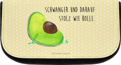 Produktbild von Mr. & Mrs. Panda Kosmetiktasche Avocado Schwangerschaft - Gelb Pastell - Geschenk, Make-Up Tasche, Organizer, kosmetiktäschchen, Täschchen, Babyshower, Wunder, Schwanger