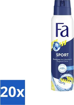 Image de Fa - Déodorant spray - Sport - Citron - Anti-taches - 48h de protection - 150 ml - Pack avantage - 20 pièces