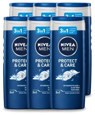 Produktbild von 6 x Nivea Men Douchegel Protect & Care - 250 ml - Vorteilspackung - 6 Stücke