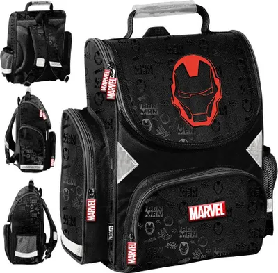 Produktbild von PASO Schulranzen für Jungen 1.-3. Klasse Avengers Iron Man Schwarz