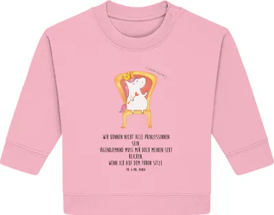 Produktbild von Mr. & Mrs. Panda Organic Baby Pullover Einhorn König 12. - 18. Monat - Baumwolle Pink - Geschenk, Bundeskanzler, Präsident, Krone, Bullover, Unicorn, Kaiser
