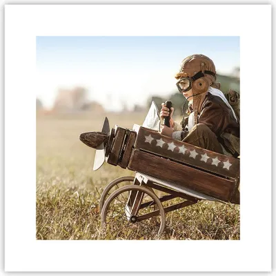 Produktbild von Poster - Poster ohne Rahmen - Kindheit Flugzeug Spielzeug - 30x30 cm - Wand Bild - Wanddeko - Wandbilder - Kunstposter - Wandposter - Bilder - Kunstdruck - Wanddekoration - Wandbild - P2XAC30x30-4469
