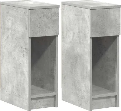 Produktbild von Nachttische mit Schublade 2 Stk. Betongrau 20x36x60 cm