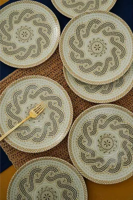 Imagen del producto de Hermia Concept, Efes 6, Juego de platos de postre (de 6 piezas), Multicolor, Porcelana, 20 x 20 x 2 cm