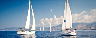 Produktbild von Wallario Poster - Segelschiff auf dem Mittelmeer, Kunstdruck Größe: 50 x 125 cm