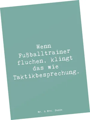 Produktbild von Mr. & Mrs. Panda Postkarte Spruch Fußballtrainer Taktik - Meeresbrise - Geschenk, Leidenschaft, Ansichtskarte, Fußball Sprüche, Geschenke mit Herz, Berufsleben, Grußkarte