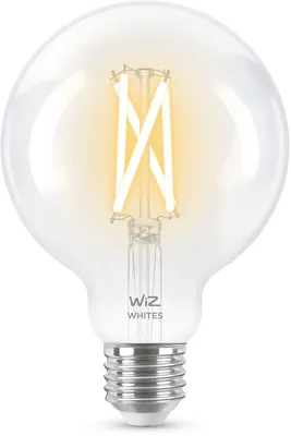 Zdjęcie produktu dla WiZ Przezroczysta żarówka LED w kształcie kuli z widocznym spiralnym żarnikiem 60 W G95 E27, Inteligentne żarówki, Wi-Fi/Bluetooth, Przezroczysty, Wi-Fi 4 (802.11n), 802.11b, 802.11g, LED, E27
