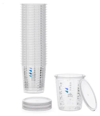 Immagine prodotto di Misurino professionale Benbow con coperchio, 25 pezzi da 385 ml con scala graduata versatile - misurino graduato, miscelatore per vernici, misurino, contenitore per vernici