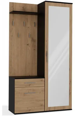 Obrázek produktu pro Selsey Duvio - Předsíňová skříň se skříňkou a zrcadlem, dub Artisan / antracit, 100 cm