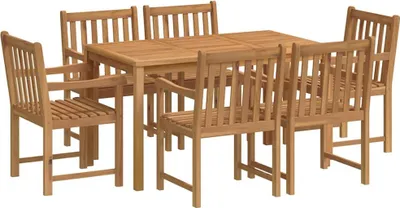 Image de Ensemble de salle à manger de jardin 7 pièces 140 x 80 cm en bois de teck massif