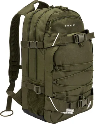 A studio shot of a green backpack.