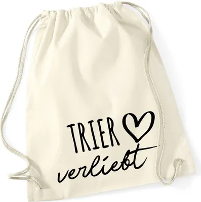 Produktbild von Huuraa Turnbeutel Trier verliebt 12 Liter Natural Baumwolle Rucksack Geschenkidee