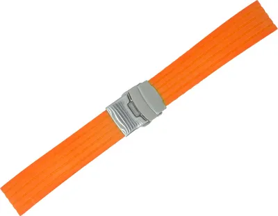 Produktbild von Minott Uhrenarmband Silikon orange weich Sicherheitsschließe silbern, Stegbreite:20mm, Schließe:Silbern
