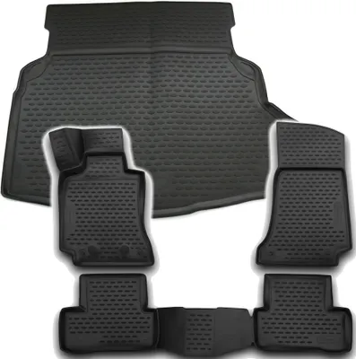 Produktbild von Gummi Kofferraumwanne + Fußmatten Set für Mercedes C-Klasse W205, Bj. 2/2014-