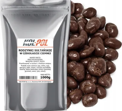 Zdjęcie produktu dla RODZYNKI W CZEKOLADZIE GORZKIEJ 1kg Rodzynki sułtańskie jakość Kol-Pol