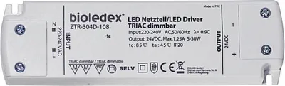 Produktbild von Bioledex 5-30W 24V DC LED Netzteil dimmbar TRIAC, 230VAC zu 24VDC Trafo