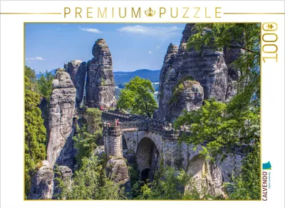 Produktbild von CALVENDO Puzzle Basteibrücke in der Sächsischen Schweiz | 1000 Teile Lege-Größe 64x48cm Foto-Puzzle für glückliche Stunden