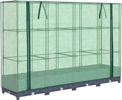 Produktbild von Hochbeet mit Gewächshausabdeckung Rattanoptik 160x40x123 cm