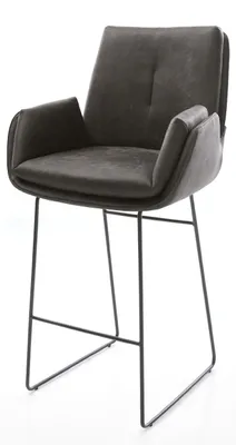 Produktbild von DELIFE Barstuhl Clea-Flex Mikrofaser Anthrazit Vintage Kufengestell Metall Schwarz