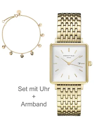 Produktbild von Rosefield BMWLBG-X241 Damen-Armbanduhr, Gold-Gehäuse, Metall-Armband